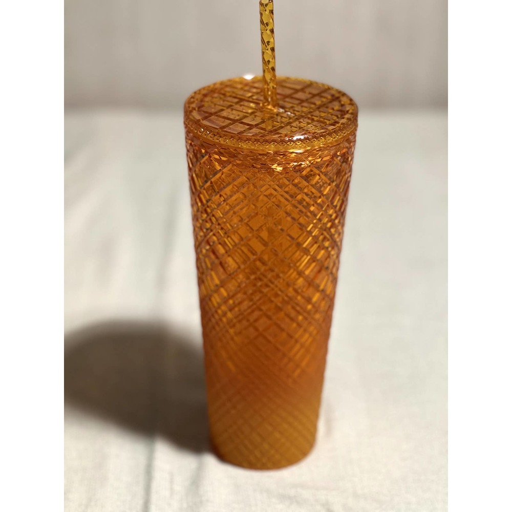 Starbucks 2022 Ombre Orange Mango Jeweled Studded Tumbler Cold Cup Venti 24oz